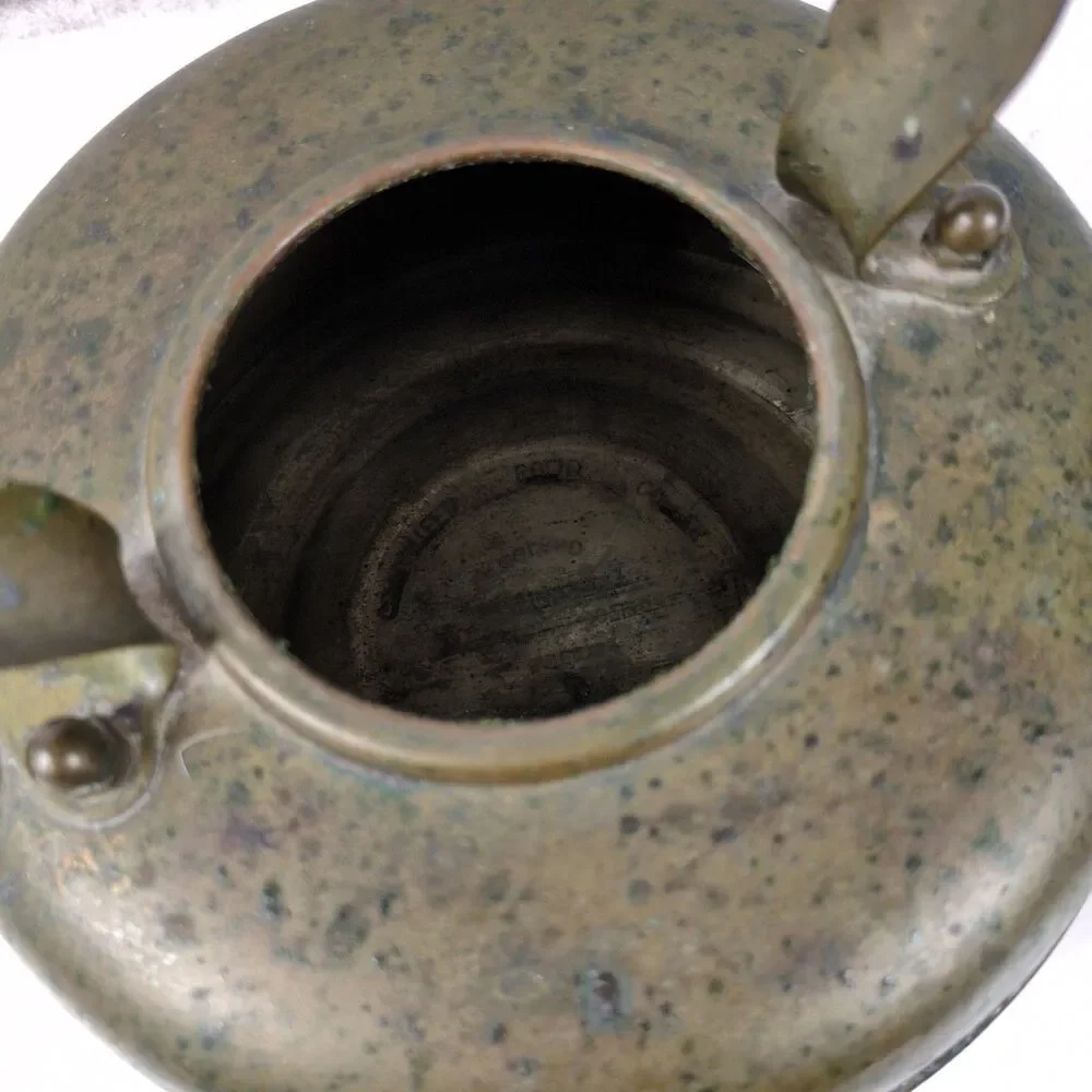 Vintage Simplex Patent Solid Copper Tea Kettle Made in England Wood Handle